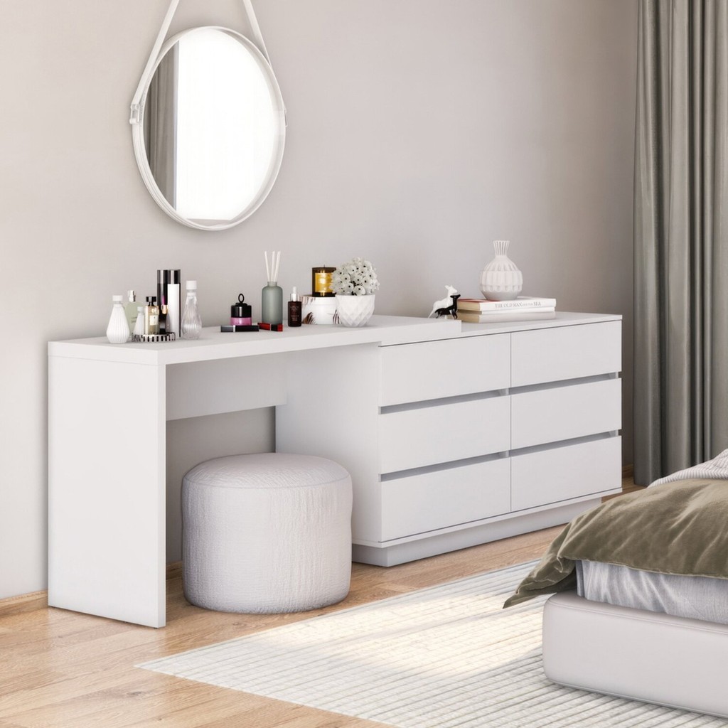 Mesa para Escritório Diretor em L 6 Gavetas 100% MDF Oring Yescasa Branco