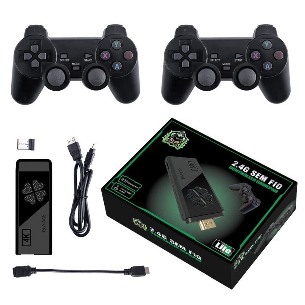 Vídeo Game Retrô 4K 64G com 10.000 Jogos, HD Display, Vídeo Game Stick para PS1/GBA/FC/MD, Clássico Retro Video Game Retrô Lite para Monitor de Projetor de TV
