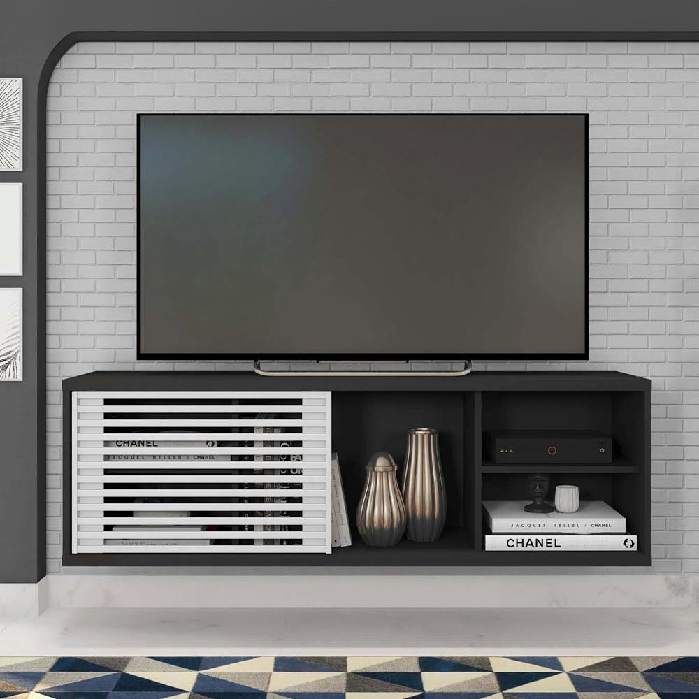 Bancada Para TV até 55 Polegadas Multiverso Preto Caemmun - Home & Living