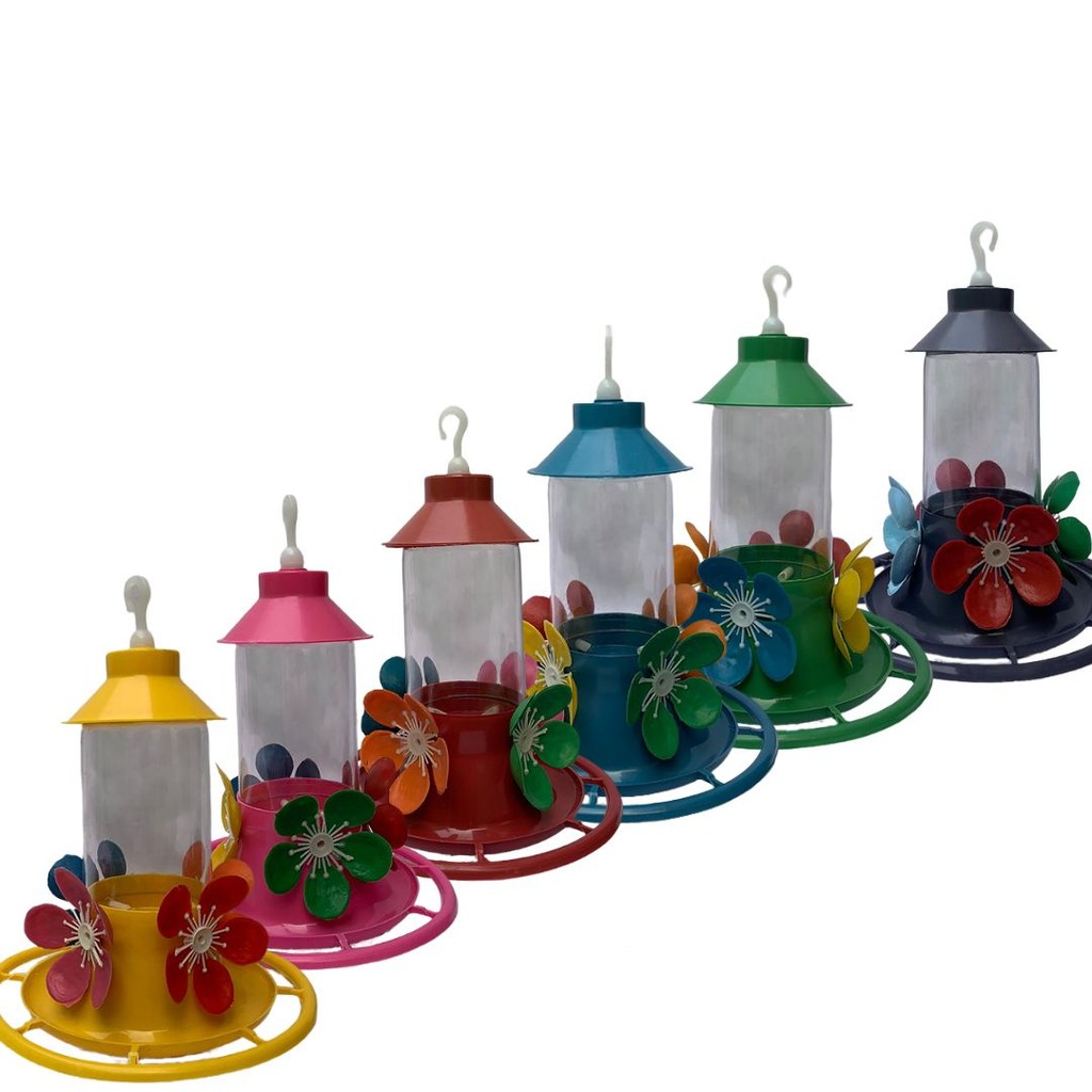 kit 4 Bebedouro Beija Flor Para Pássaros C/chapéu e Poleiro de luxo 280 Ml Colorido