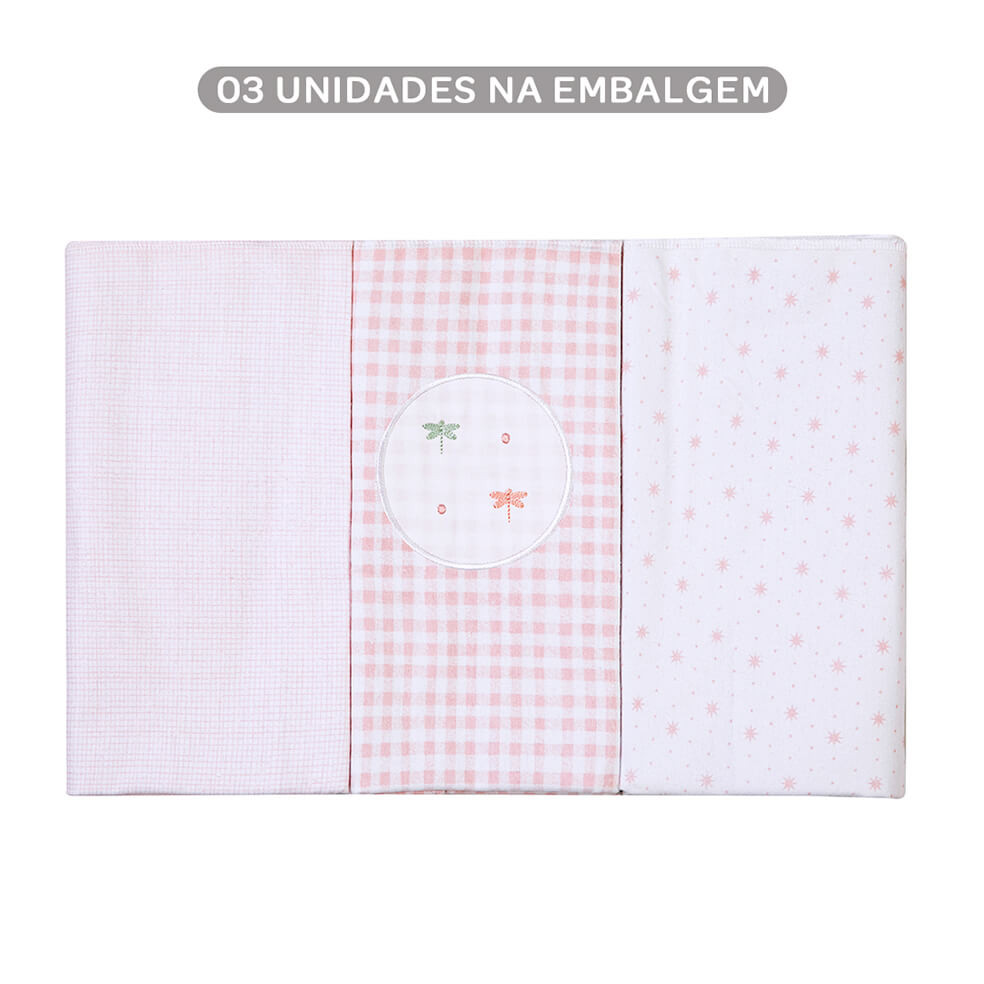 Kit Cueiro Bordados Papi Flanelado Libélula - 3 Peças