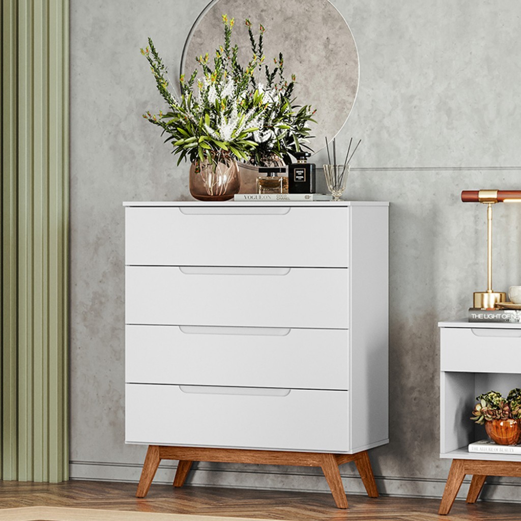 Comoda Retro Alpi Quarto Infantil 4 Gavetas - Branco - Home & Living