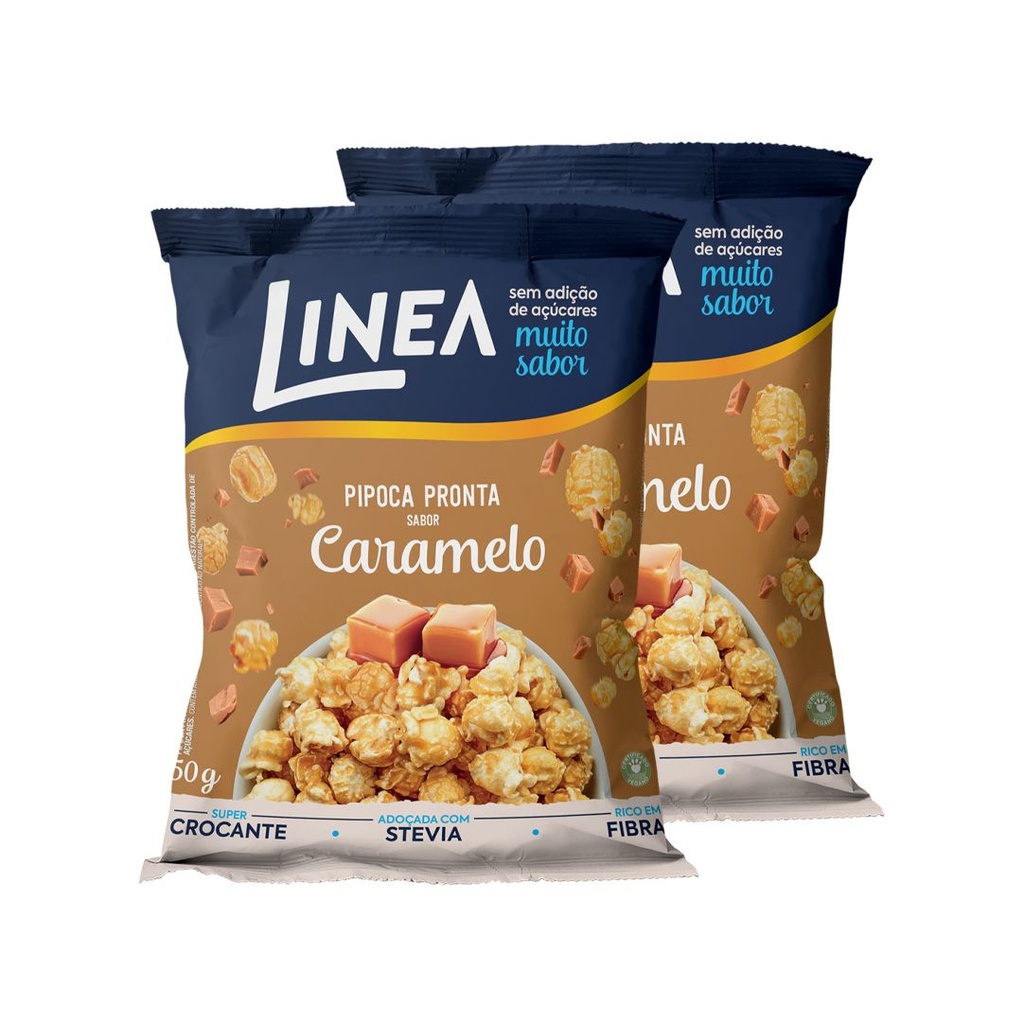 Kit 2 Pipocas Pronta Linea Sabor Caramelo 50g
