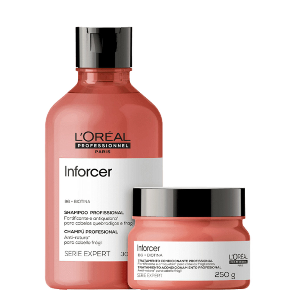 Kit L'Oréal Professionnel Inforcer Serie Expert Shampoo 300ml + Máscara 250g (2 Produtos) em Oferta na Shopee