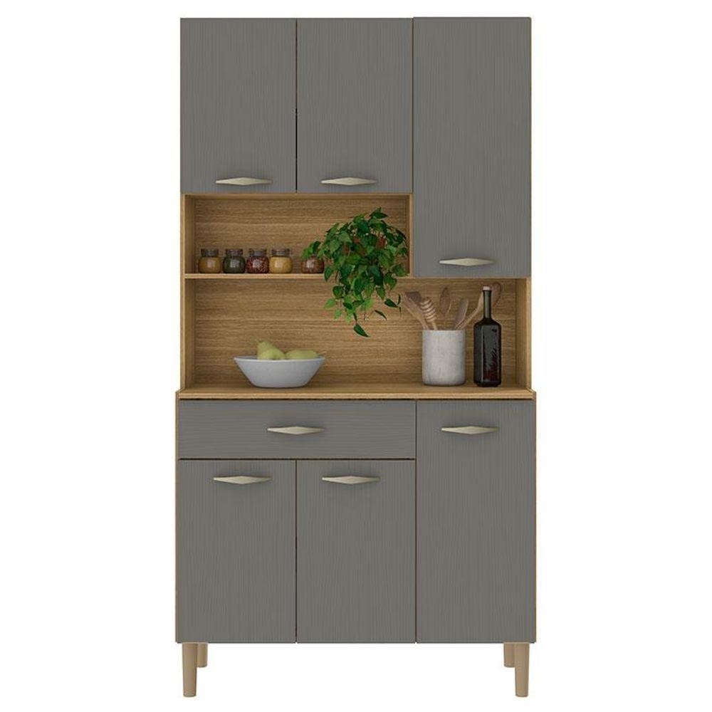 Kit Cozinha 6 Portas Apolo Freijó Gris - Kits Paraná em Oferta na Shopee