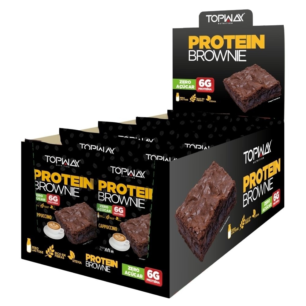 Brownie Topway com Proteína Cappuccino 40g - Embalagem com 10 Unidades em Oferta na Shopee