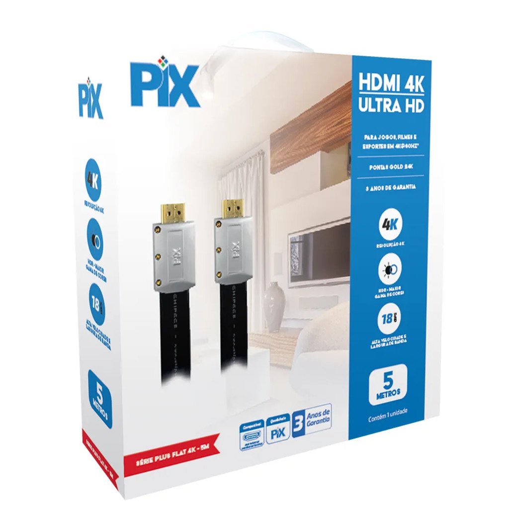 CABO HDMI 2.0 - 4K HDR 19P 5M - FLAT DESMONTAVEL