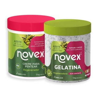 Kit Novex Azeite de Oliva Gelatina 1KG + Creme Para Pentear 1KG em Oferta na Shopee