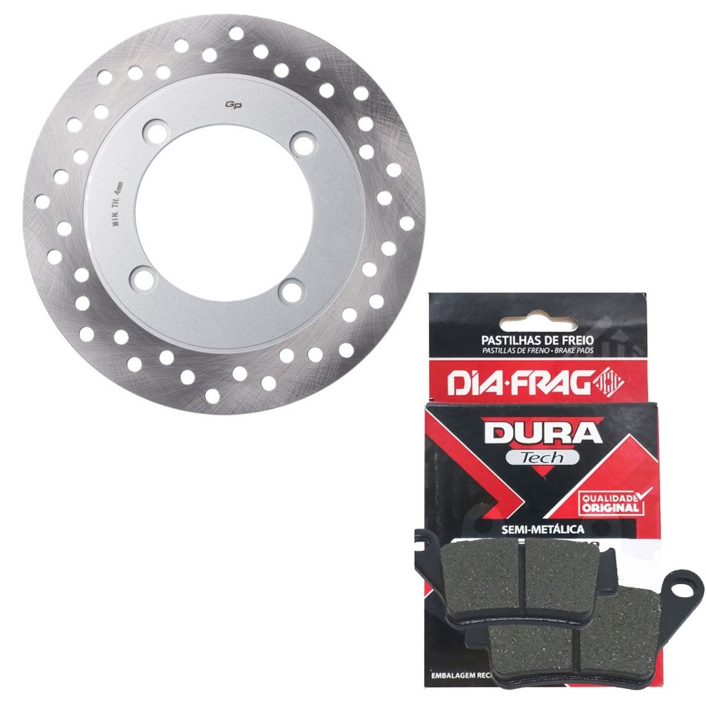 Disco de Freio Traseiro Cb 500 Antiga 1997-2005 + Pastilhas Diafrag (Semimetálica)