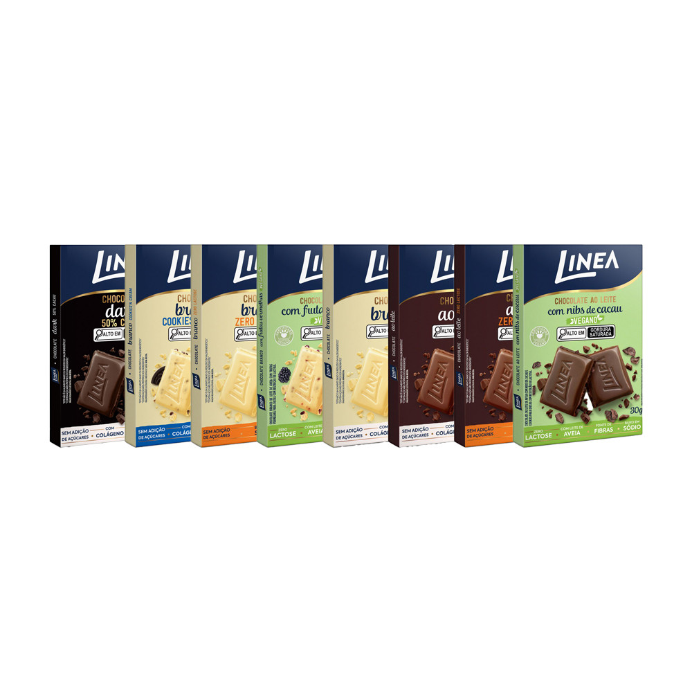 Kit 8 Chocolates Individuais Linea Sabor Ao Leite, Ao Leite Zero Lactose, Branco, Branco Zero Lactose, Branco Cookies’n em Oferta na Shopee