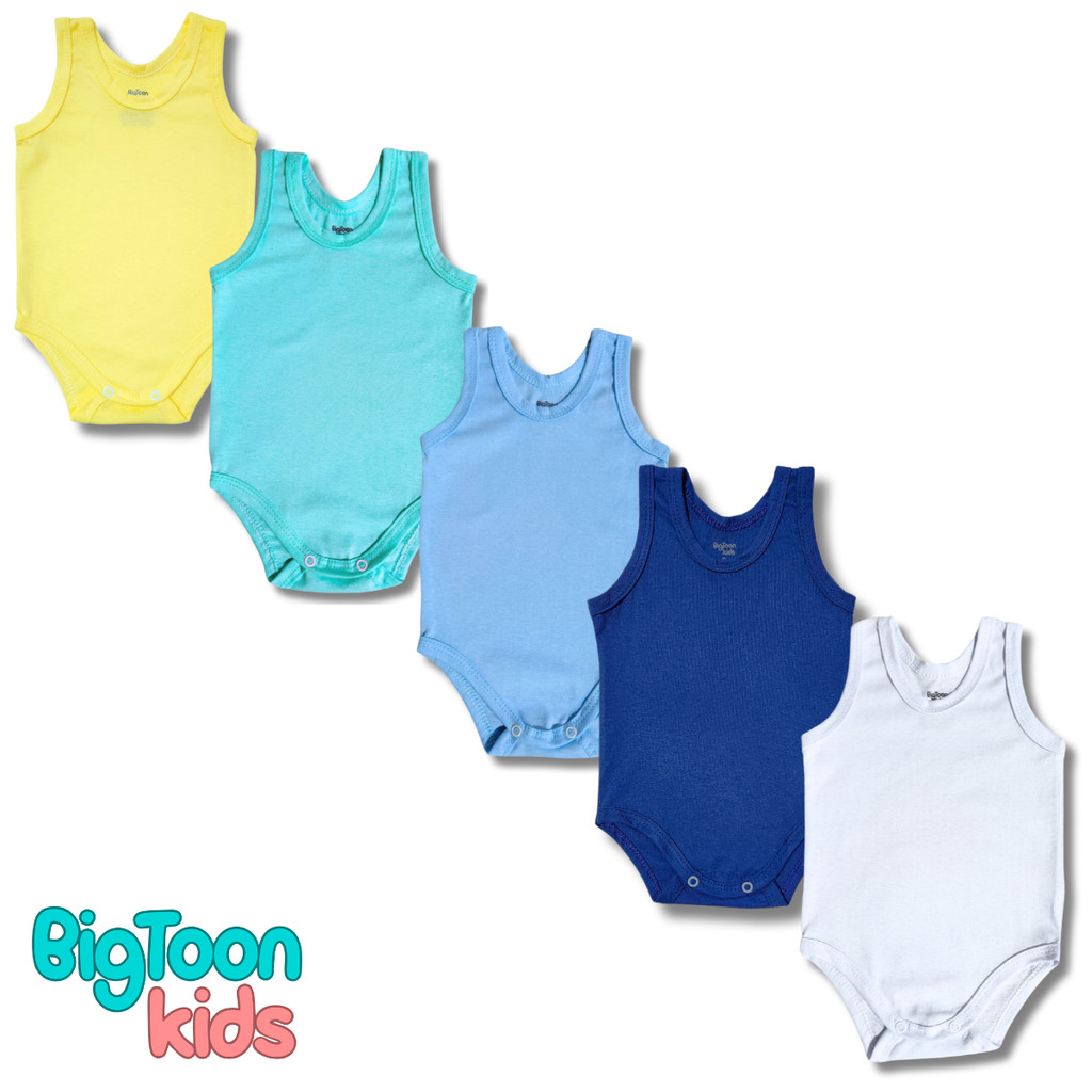 Kit 5 Body Sem Manga Estilo Regata Liso Infantil Bebê Menino Menina em Oferta na Shopee