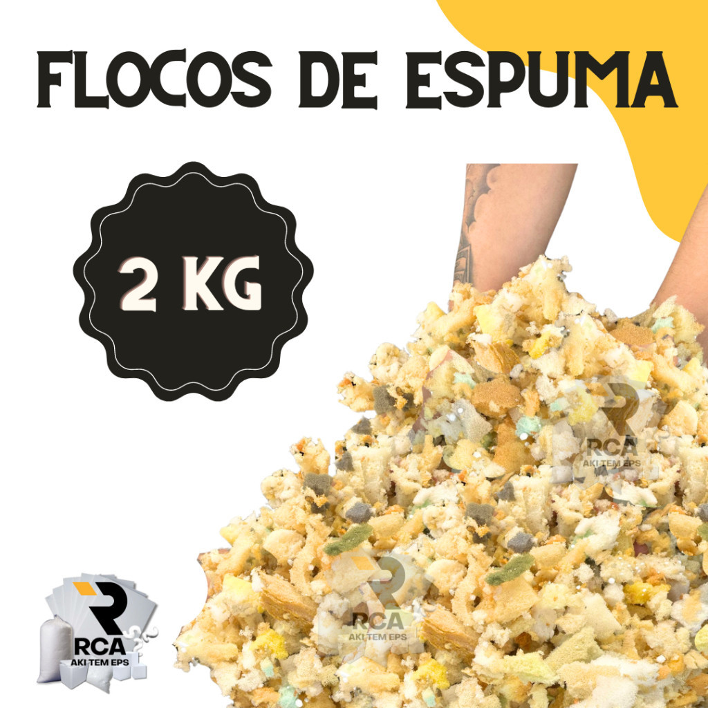 Flocos de Espuma triturada para enchimento de puffs e almofadas Pacote 2 kg - Espuma Premiun em Oferta na Shopee