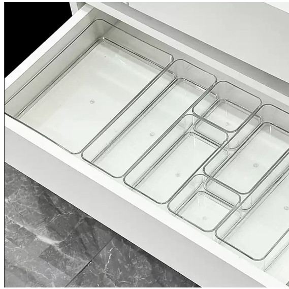 KIT 7 Organizadores Acrílico Multiuso para Gavetas Armários Geladeiras Potes em Oferta na Shopee