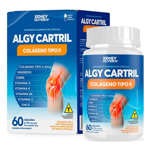 Algy Cartril Colágeno Tipo 2 60 Cápsulas 36g Sidney Oliveira