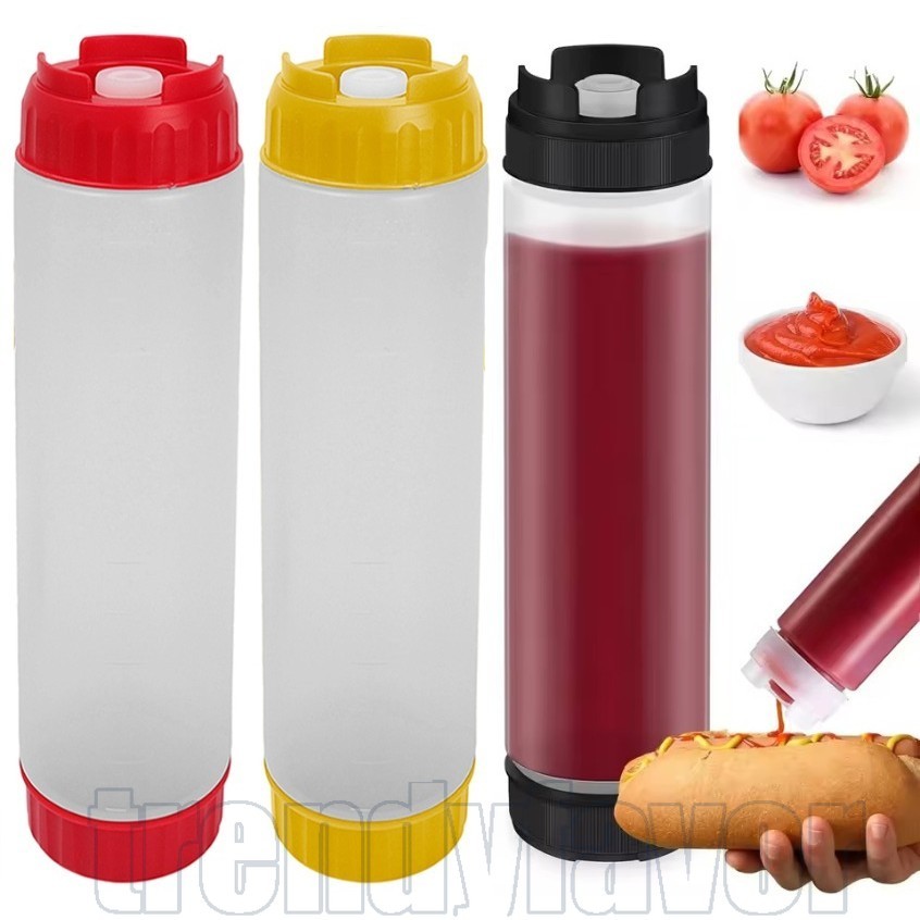 1/2/3 Unidades 500ml Garrafa De Molho De Cabeça Dupla-Frasco De Pimenta De Sal-Galheteiro De Ketchup Para Salada-Grande