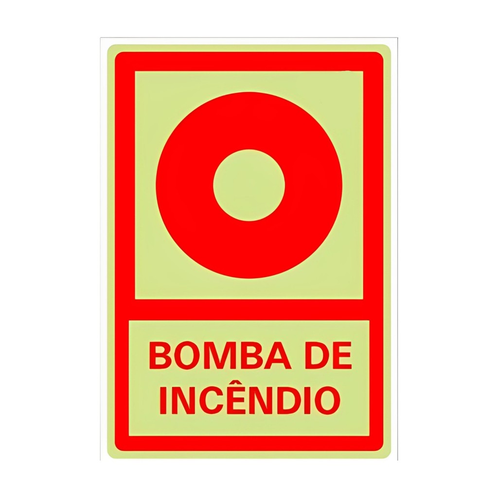Placa De Sinalização Bomba De Incêndio Fotoluminescente E3