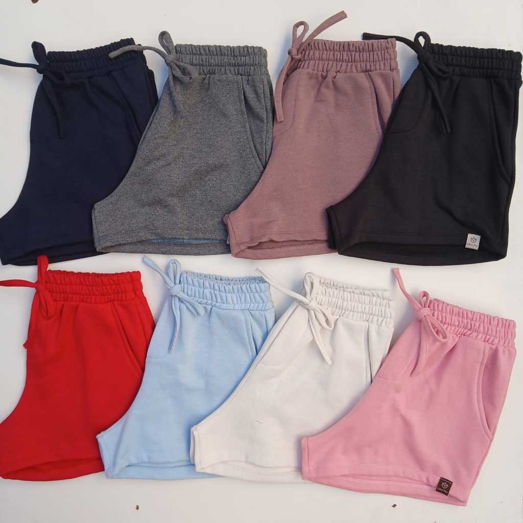 Short Moletom sem o logo preto da marca Feminino Verão Look Casual Estilo Gringa Shortinho Com Bolso Cintura Alta