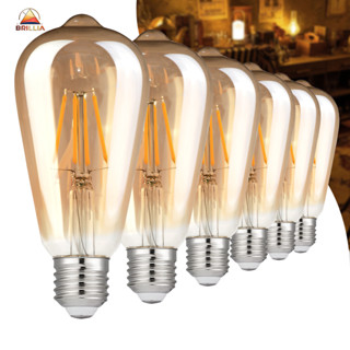 KIT 2 a 6 Lâmpada Filamento LED ST64 4W  E27 Âmbar Estilo Retrô Vintage Luz Quente Edison Bivolt em Oferta na Shopee