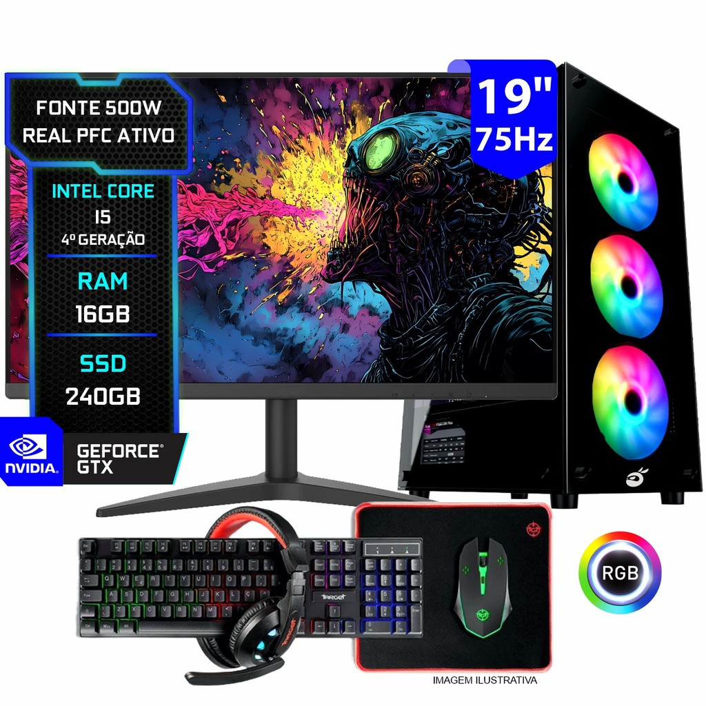 Pc Gamer COMPLETO Intel I5, 16GB RAM, SSD 240GB, Vídeo 2GB