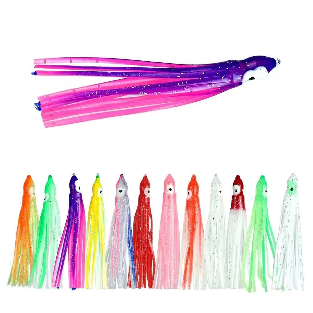 5pcs 9cm Saias Luminosas De Lula De Plástico Trolling Lure Bass Salmon Truta