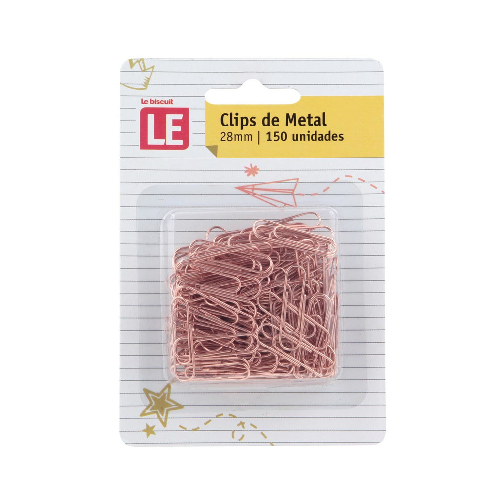 Clip Metálico Le Rosé 28mm com 150 Unidades Cores Diversas - Item Sortido - Stationery