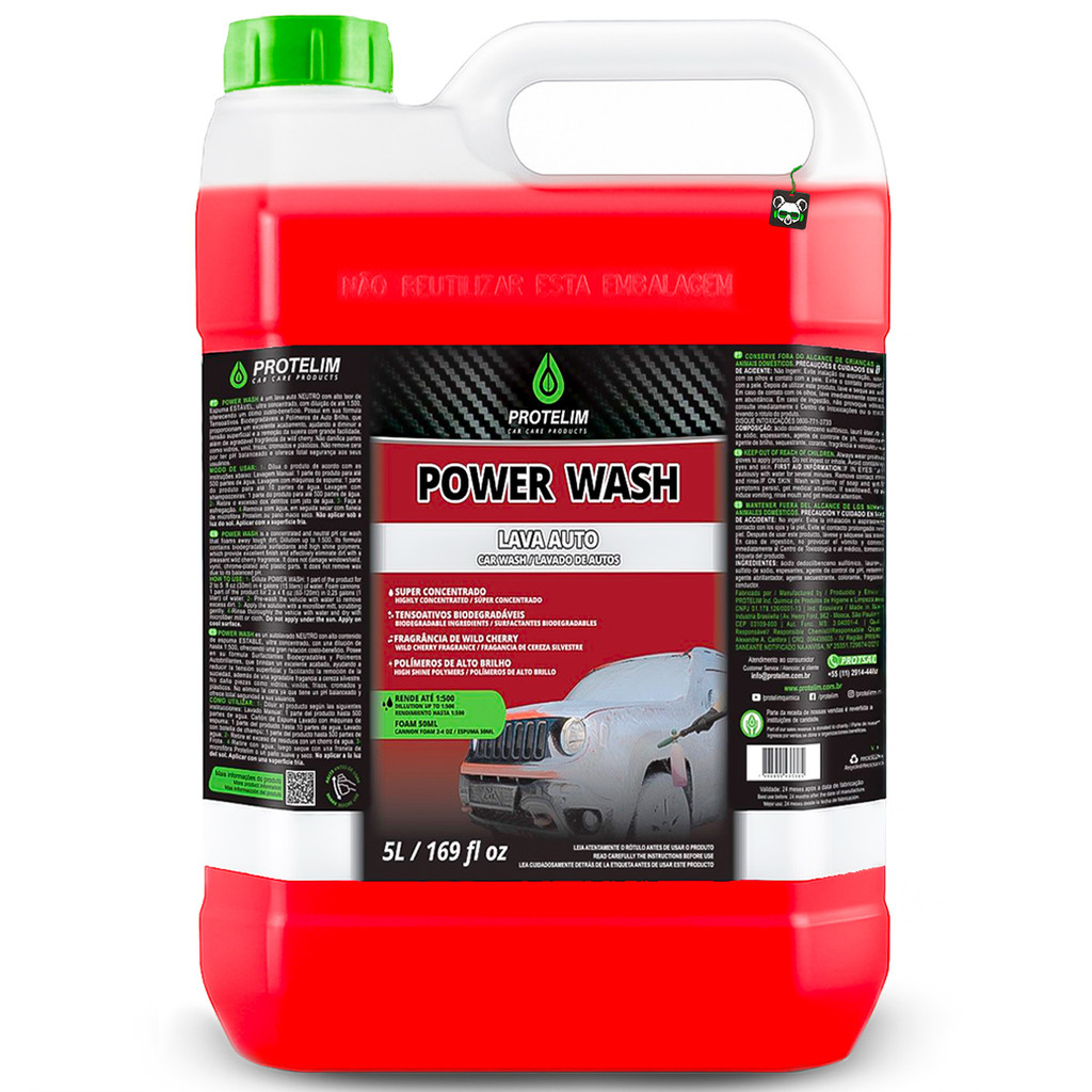 Shampoo Automotivo Power Wash Lava Auto Neutro Concentrado 5L Protelim