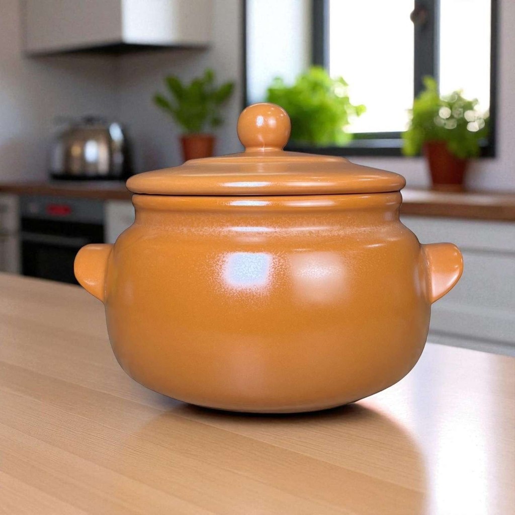 Sopeira Grande Cerâmica Com Tampa 5L Caramelo Feijoada Sopa Caldos