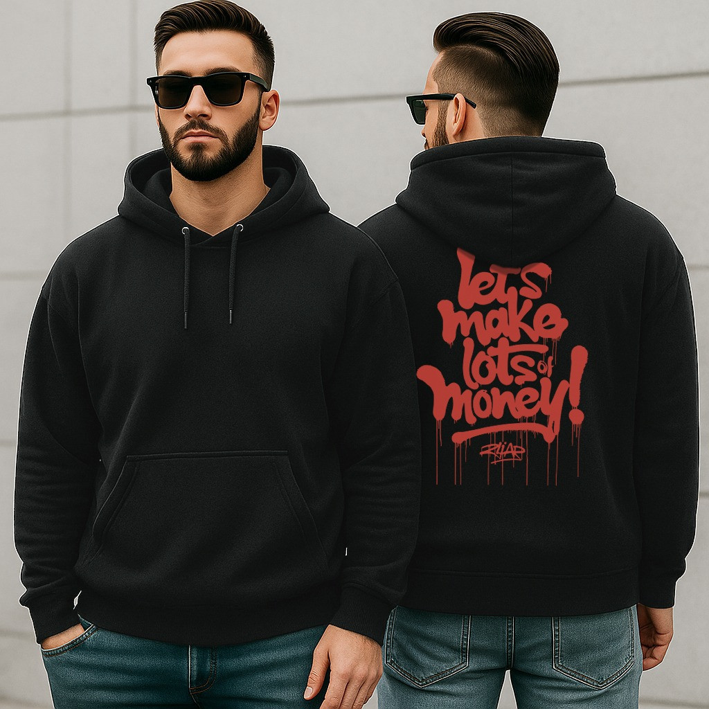 Moletom Masculino Canguru Com Capuz Estampa Ganhar Dinheiro fox casaco