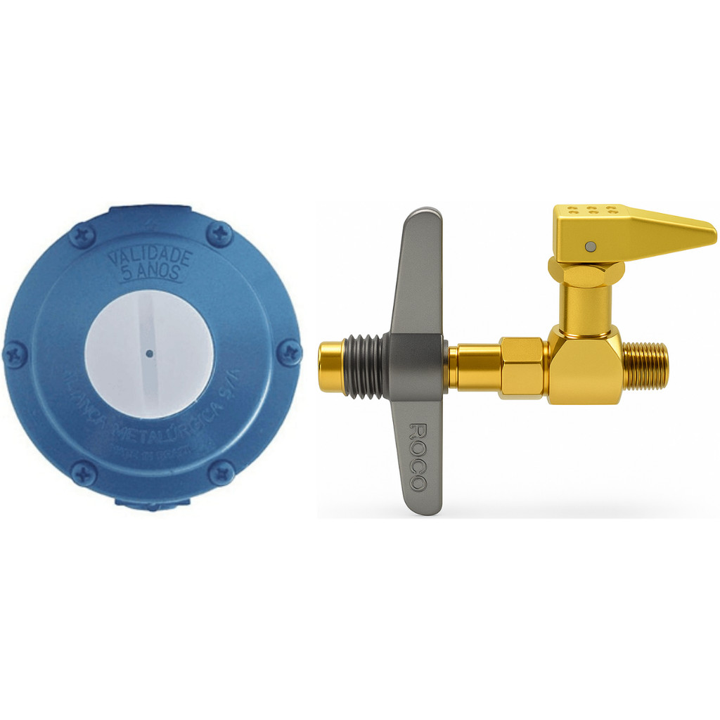 KIT REGULADOR GÁS ALIANÇA AZUL 506/03 + NIPLE 2157 5/8X1/8
