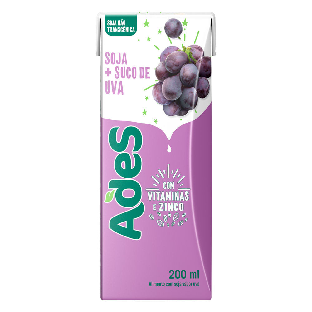 Bebida á Base Soja Ades Sabor Uva 200ml - Food & Beverages