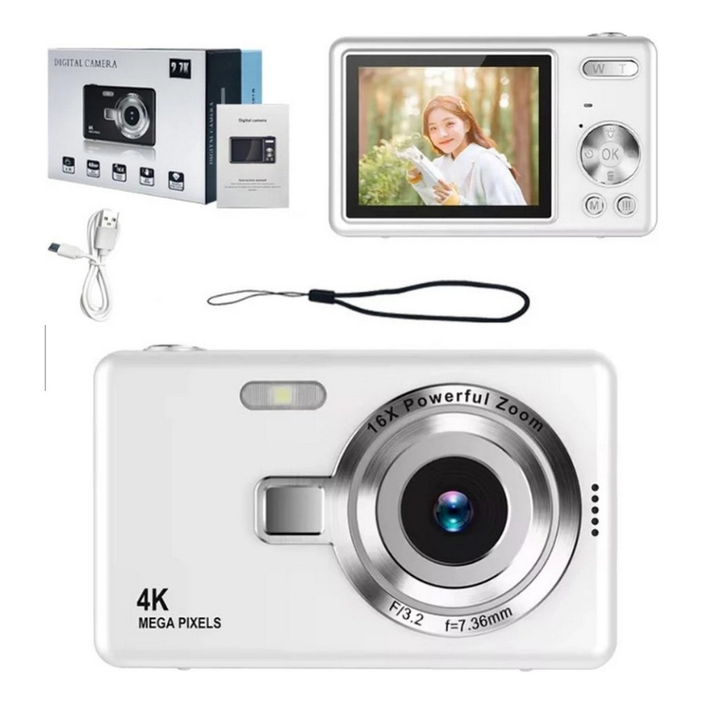 4K HD 1080P Câmera Digital Anti-Vibração Autofoco Vlogging 96MP Portátil Zoom 16X Para Crianças Adultos Inicia