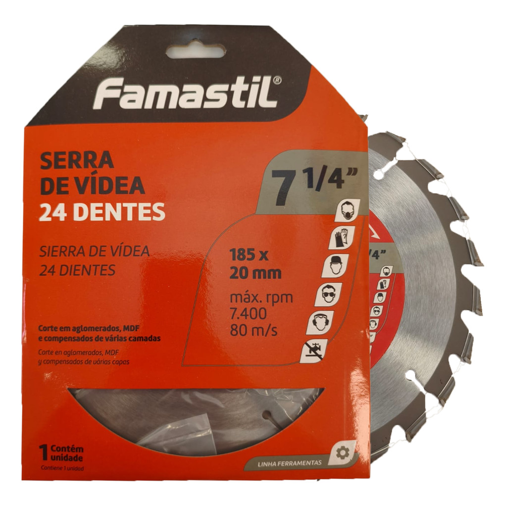 Serra Vídea Famastil 7.1/4" 185x20mm 24 Dentes | desempenho eficiente em Oferta na Shopee