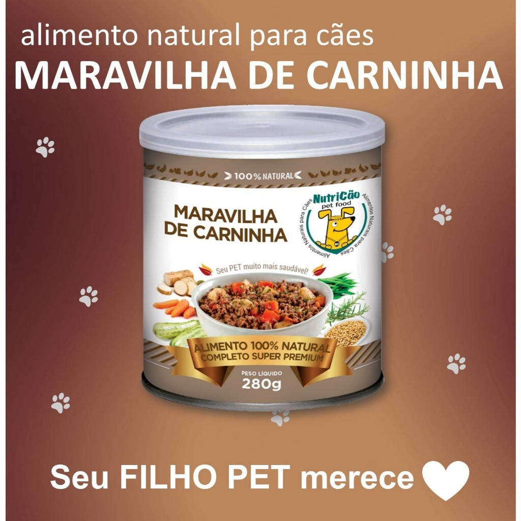 Ração Úmida Delícia NutriCão Pet Food para Cães Maravilha de Carninha Alimento Natural