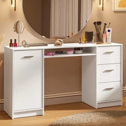 Escrivaninha Penteadeira 136cm 1 Porta 3 Gavetas Madesa Branco
