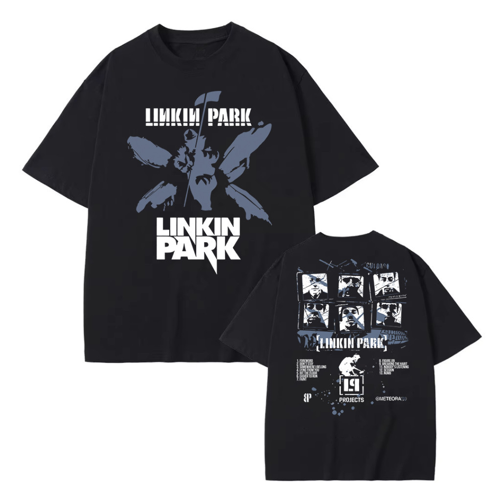 Camiseta Unissex Oversized Plus Size Feminina Masculina   Premium em Algodão Puro   Unissex Algodão Linkin Park B