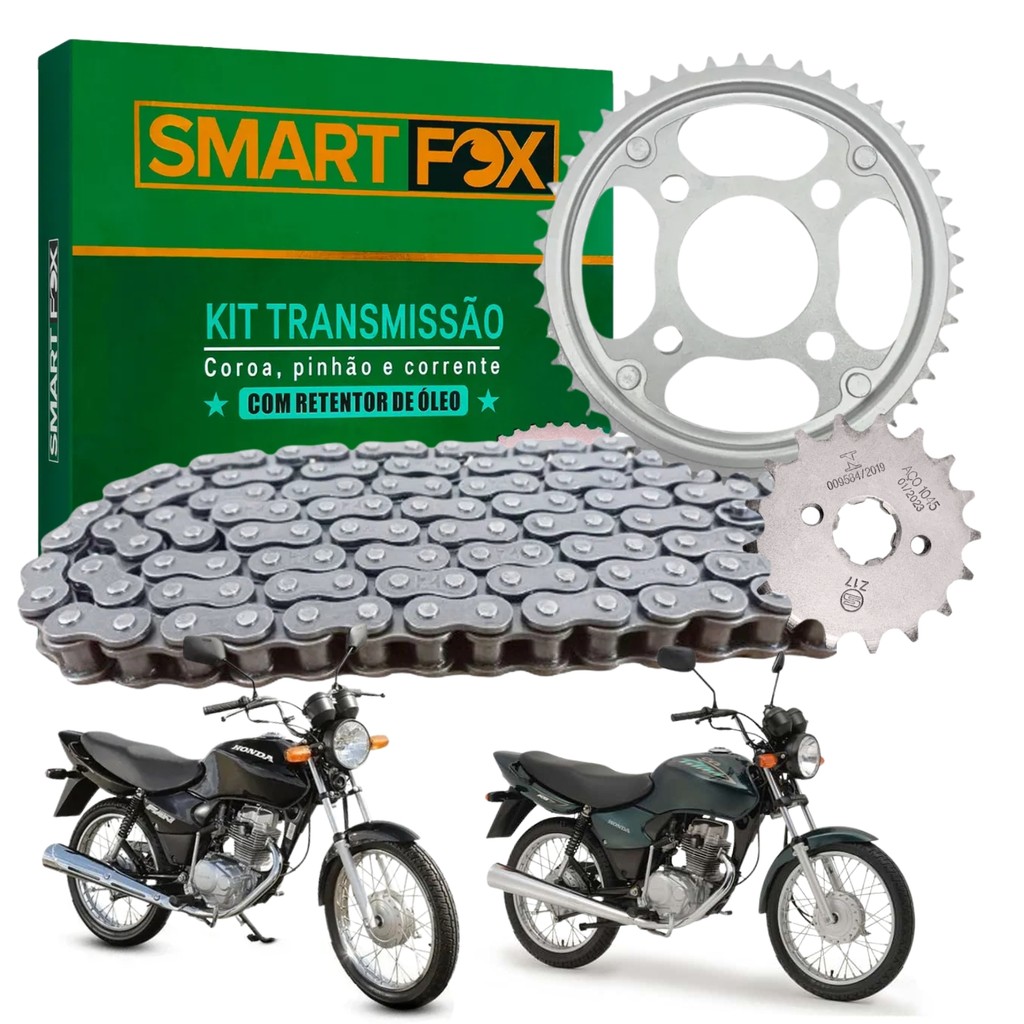 Kit Relação Transmissão Com Retentor Titan 125 2000 2001 2002 2003 2004 Aço 1045