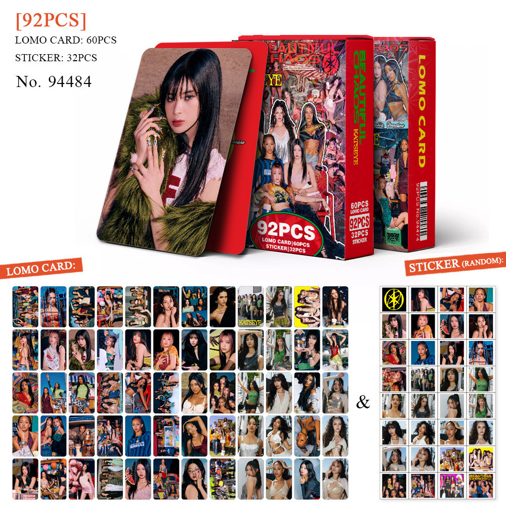60pcs/box com 32pcs adesivo KATSEYE  albun Photocard Pronto Para Ser Cartão LOMO Postal De Coleção