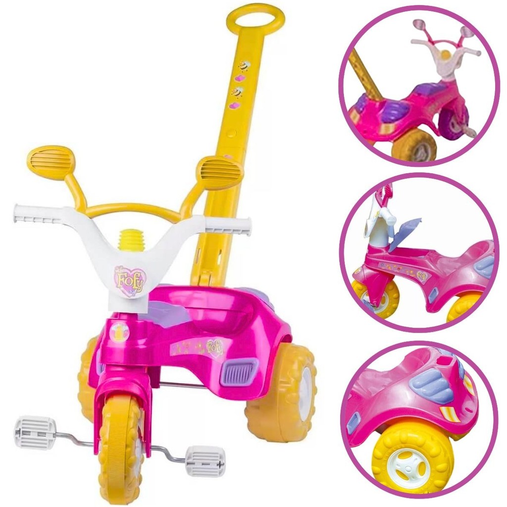 Triciclo Infantil Fofy com Empurrador e Buzina Cotiplás