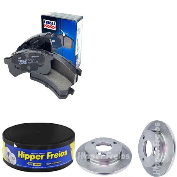Kit Disco Freio Sólido + Jogo Pastilha Freio Kwid 1.0 2018 a 2021 - HIPPER FREIOS / FRASLE