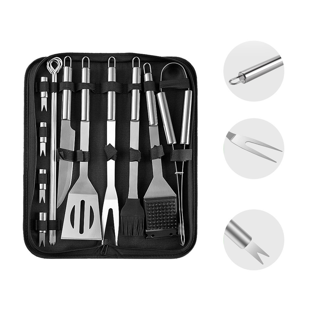 15 Peças Churrasco Inox Maleta Com Faca Profissional Premium
