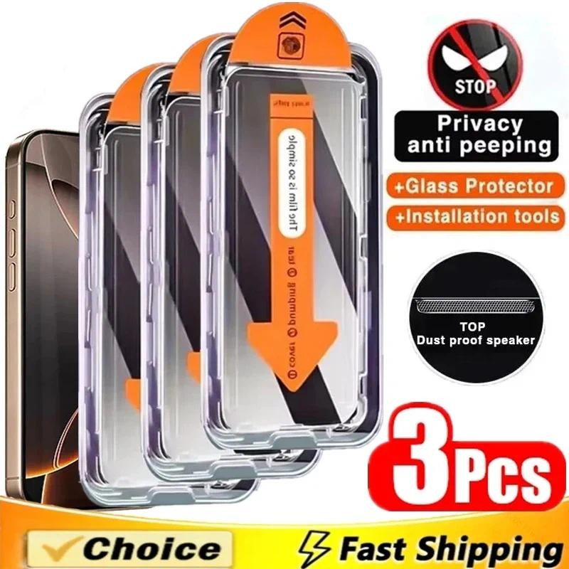 3Pcs Privacidade Vidro Temperado Privacidade iPhone 16 15 14 Plus 13 12 11 Pro XR X XS Max Protetor Sem Poeira De Tela C em Oferta na Shopee