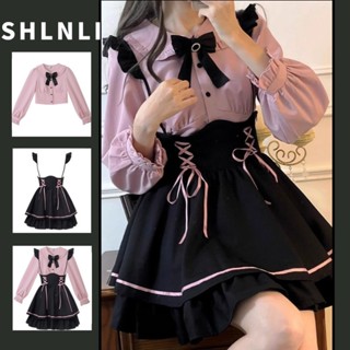 2 Peças/1 Conjunto Japonês Estilo Doce Feminino Fofo Casual Sliming Lolita Vestido em Oferta na Shopee