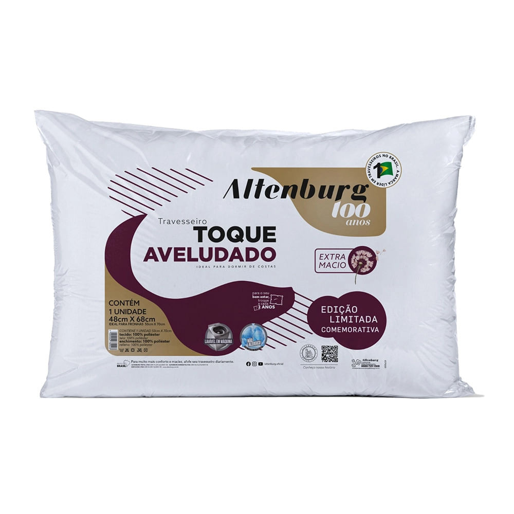 Travesseiro Altenburg Toque Aveludado 48x68cm - Home & Living