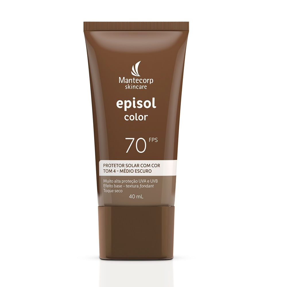 Protetor Solar Episol Color Tom Médio Escuro T4 FPS 70 Loção com Efeito de Base 40ml - Beauty