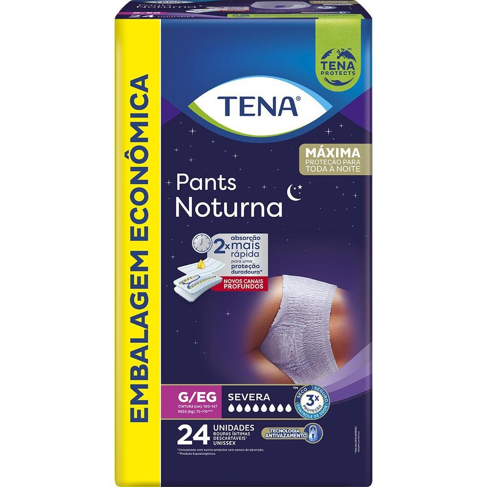 Roupa Íntima Tena Pants Noturna Tamanho G/EG 24 Unidades Embalagem Econômica - Health