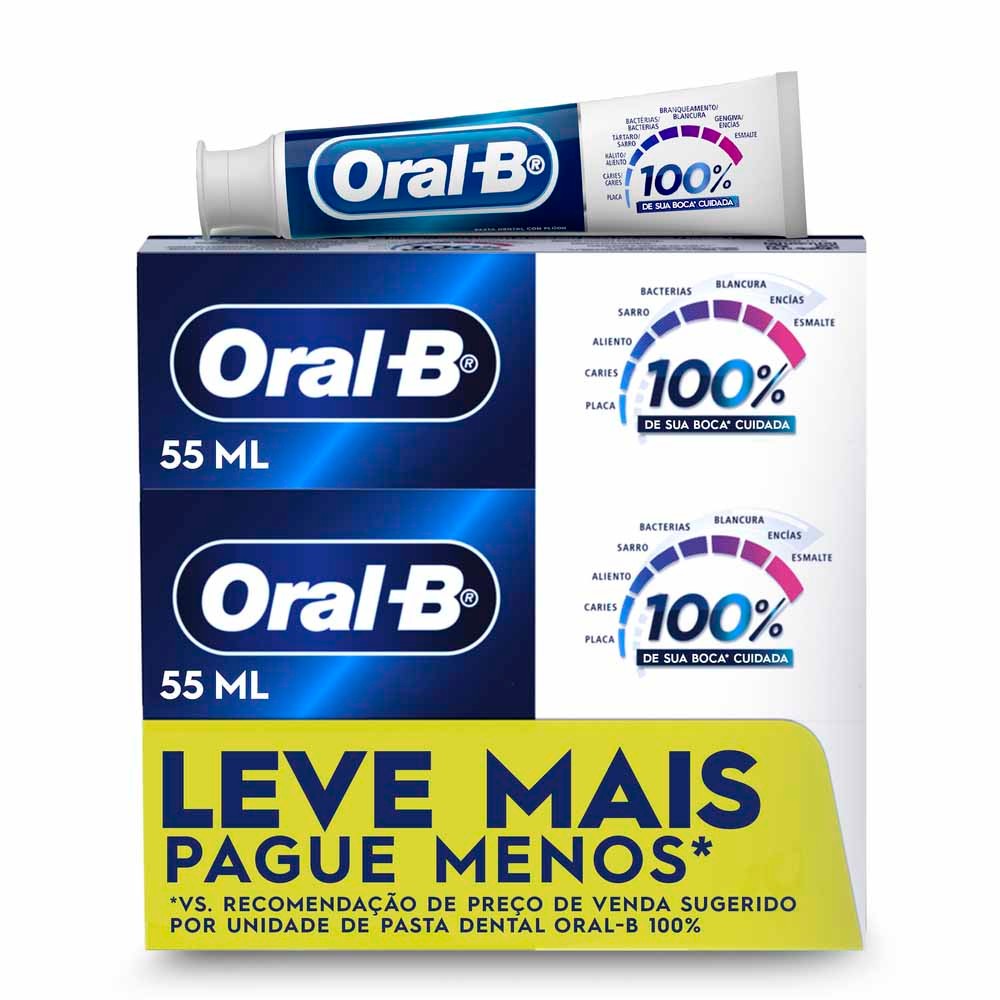 Creme Dental Oral-B 100% com Flúor com 3 Unidades de 70g cada - Health