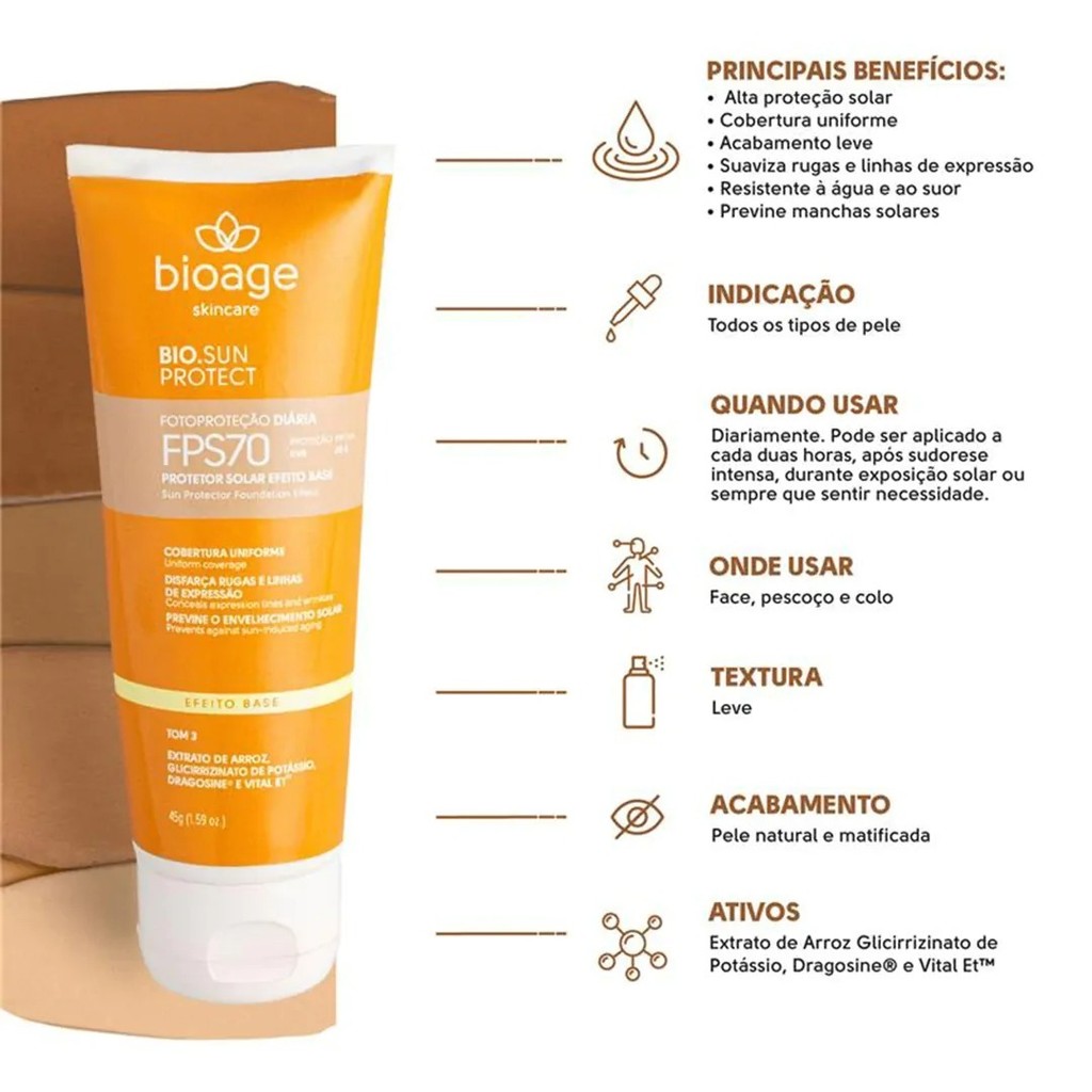 PROTETOR SOLAR BIOAGE EFEITO BASE FPS70 1109-C1 Tom:5