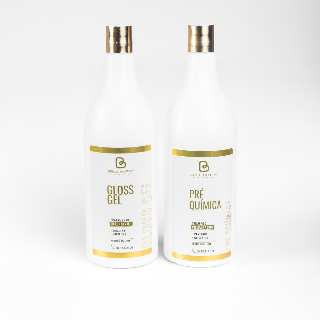 Kit Gel Gloss Progressivo e Shampoo Pré-Química 1L Com Colágeno e Queratina | Bell Nutry
