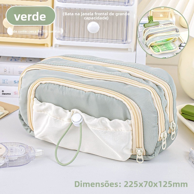 Estojo De Lápis Caneta Esferográfica De Papelaria Bolsa De Armazenamento Portátil Grande Capacidade Estudantes De VoltaW em Oferta na Shopee