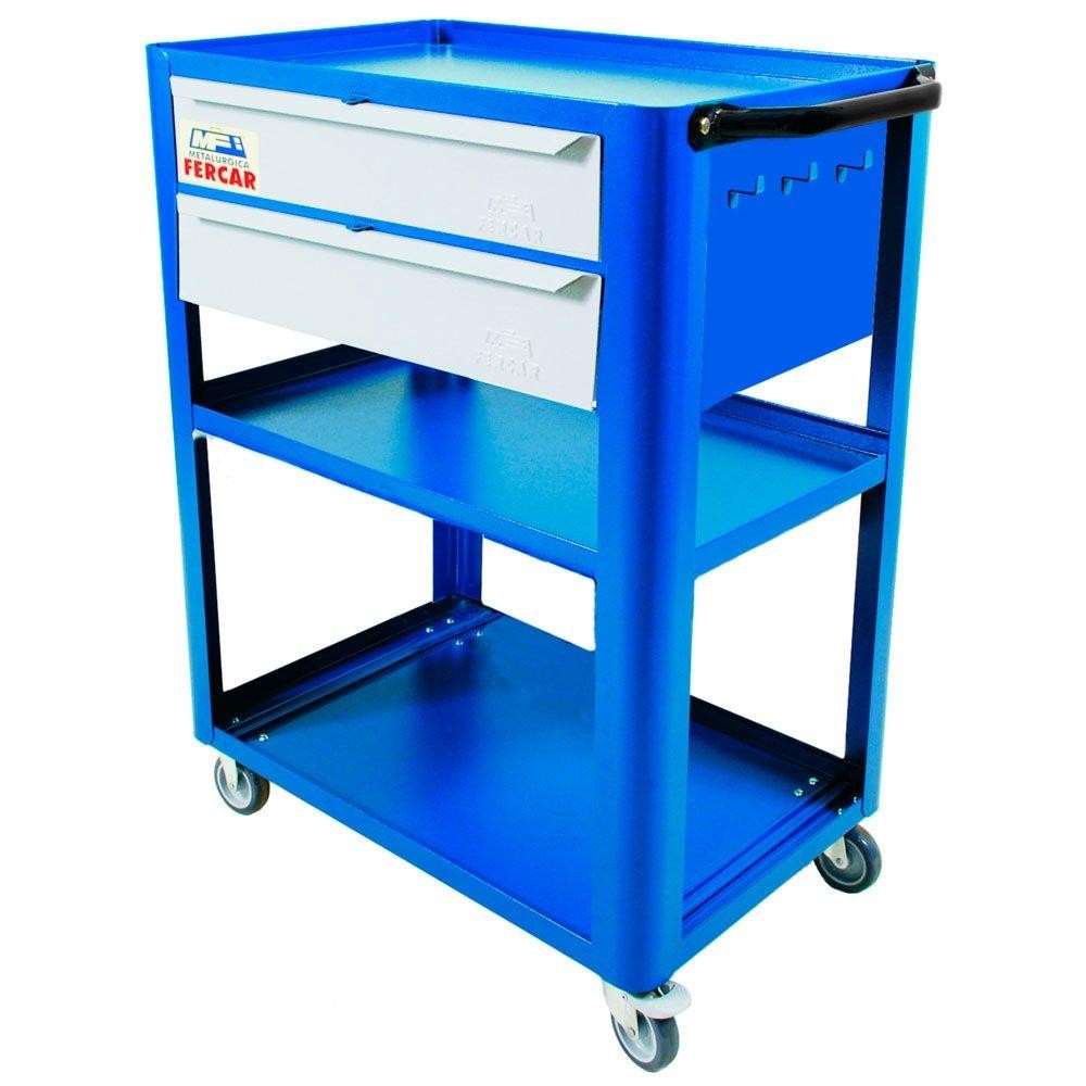 Carrinho Ferramentas Aberto Azul com 2 Gavetas C-03 Fercar em Oferta na Shopee